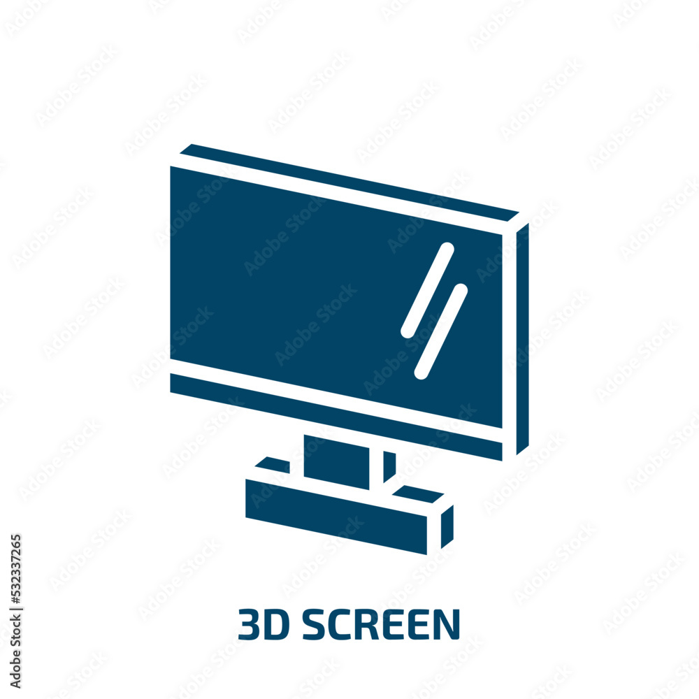Poster 3d screen icon from computer collection. filled 3d screen, screen, device glyph icons isolated on wh