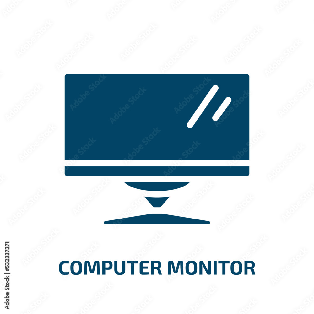 Poster computer monitor icon from computer collection. filled computer monitor, screen, monitor glyph icons