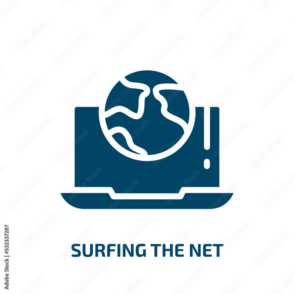 Poster surfing the net icon from computer collection. filled surfing the net, surfing, www glyph icons isol