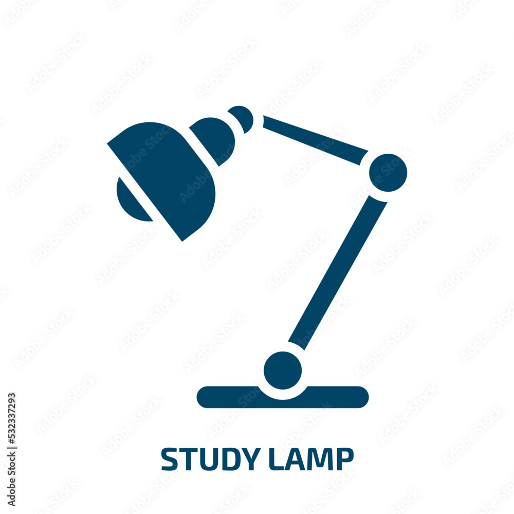 Poster study lamp icon from computer collection. filled study lamp, book, lamp glyph icons isolated on whit