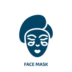face mask icon from beauty collection. Filled face mask, protection, mask glyph icons isolated on white background. Black vector face mask sign, symbol for web design and mobile apps