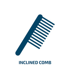 inclined comb icon from beauty collection. Filled inclined comb, beauty, inclined hairbrush glyph icons isolated on white background. Black vector inclined comb sign, symbol for web design and mobile