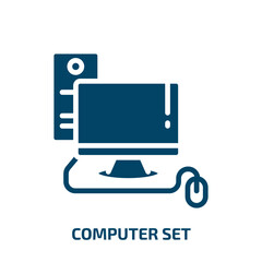 computer set icon from computer collection. Filled computer set, computer, information glyph icons isolated on white background. Black vector computer set sign, symbol for web design and mobile apps