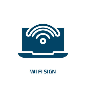 wi fi sign icon from computer collection. Filled wi fi sign, zone, signal glyph icons isolated on white background. Black vector wi fi sign sign, symbol for web design and mobile apps