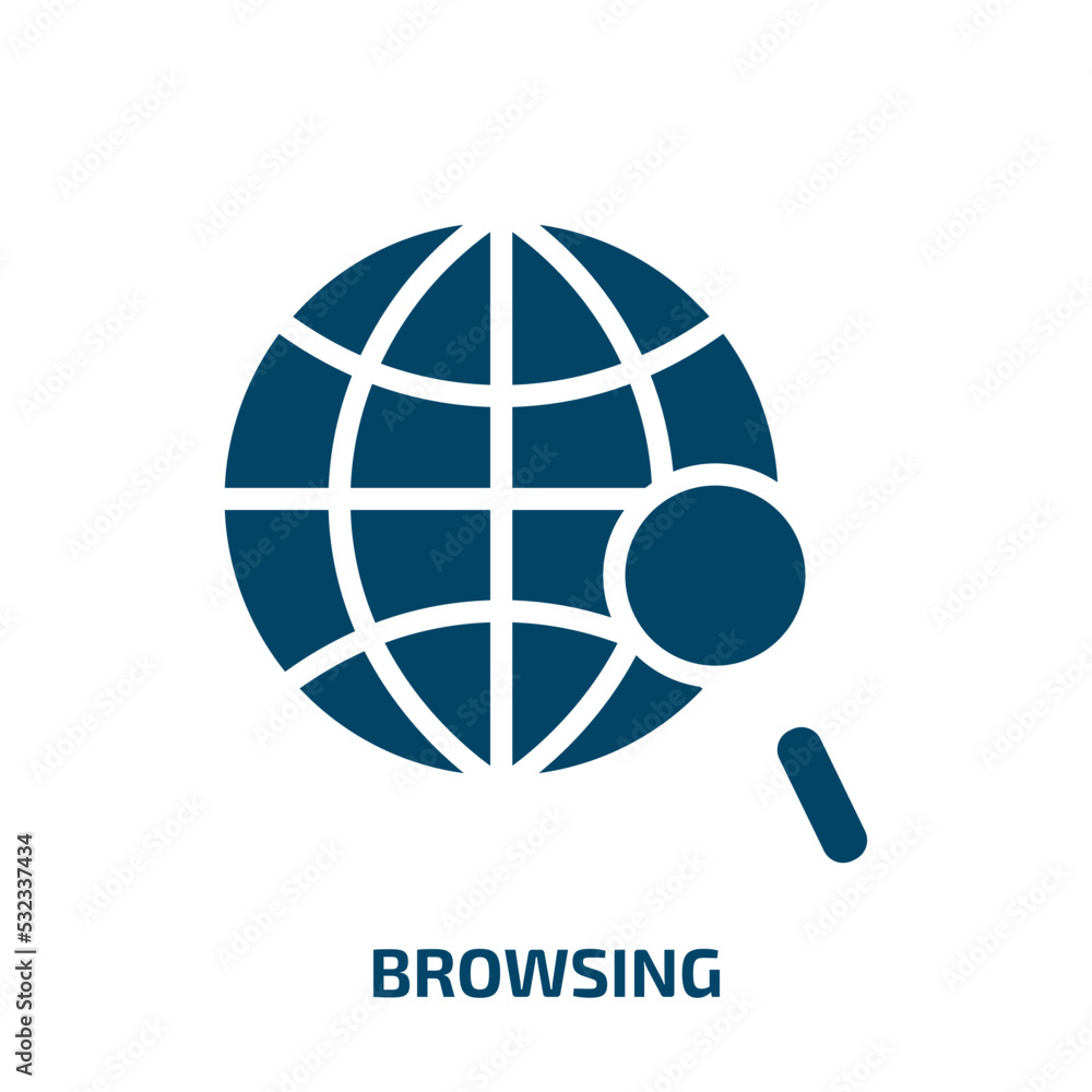 Poster browsing icon from education collection. filled browsing, browse, button glyph icons isolated on whi