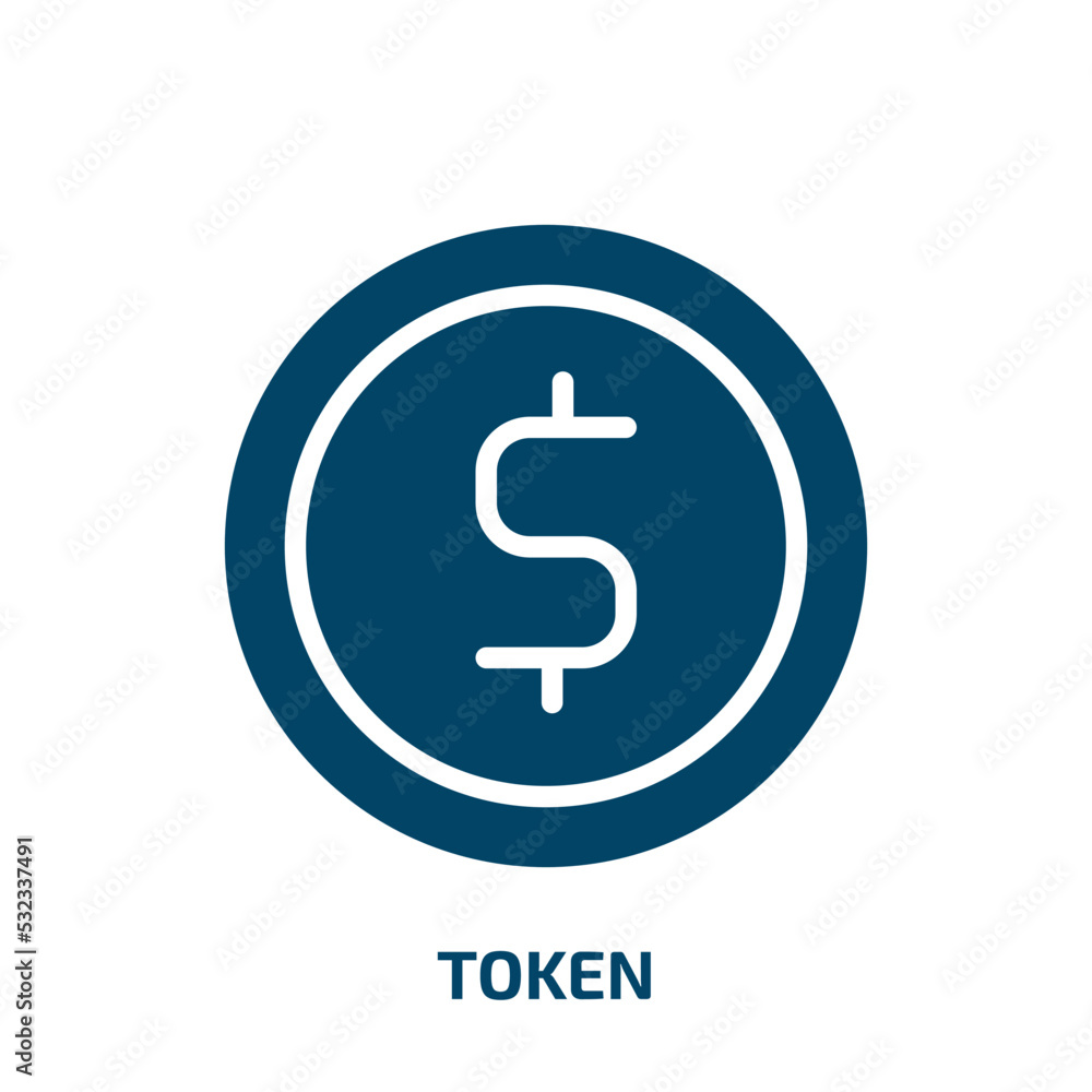 Poster token icon from arcade collection. filled token, business, quality glyph icons isolated on white bac