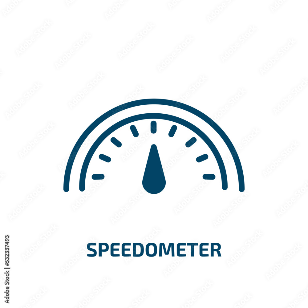 Poster speedometer icon from arcade collection. filled speedometer, power, up glyph icons isolated on white