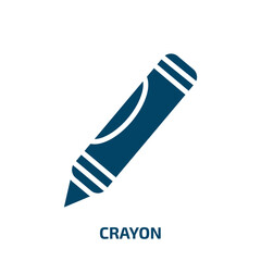 crayon icon from education collection. Filled crayon, education, school glyph icons isolated on white background. Black vector crayon sign, symbol for web design and mobile apps