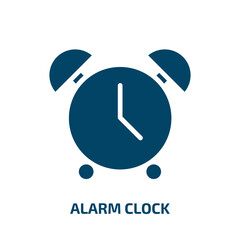 alarm clock icon from education collection. Filled alarm clock, timer, hour glyph icons isolated on white background. Black vector alarm clock sign, symbol for web design and mobile apps