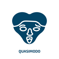 quasimodo icon from education collection. Filled quasimodo, alphabet, lunch glyph icons isolated on white background. Black vector quasimodo sign, symbol for web design and mobile apps