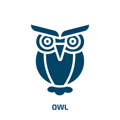 owl icon from education collection. Filled owl, bird, nature glyph icons isolated on white background. Black vector owl sign, symbol for web design and mobile apps