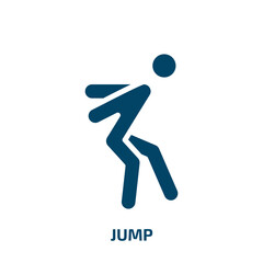 jump icon from entertainment collection. Filled jump, happy, person glyph icons isolated on white background. Black vector jump sign, symbol for web design and mobile apps