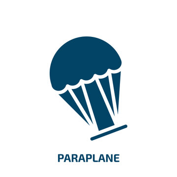paraplane icon from arcade collection. Filled paraplane, parachute, leisure glyph icons isolated on white background. Black vector paraplane sign, symbol for web design and mobile apps
