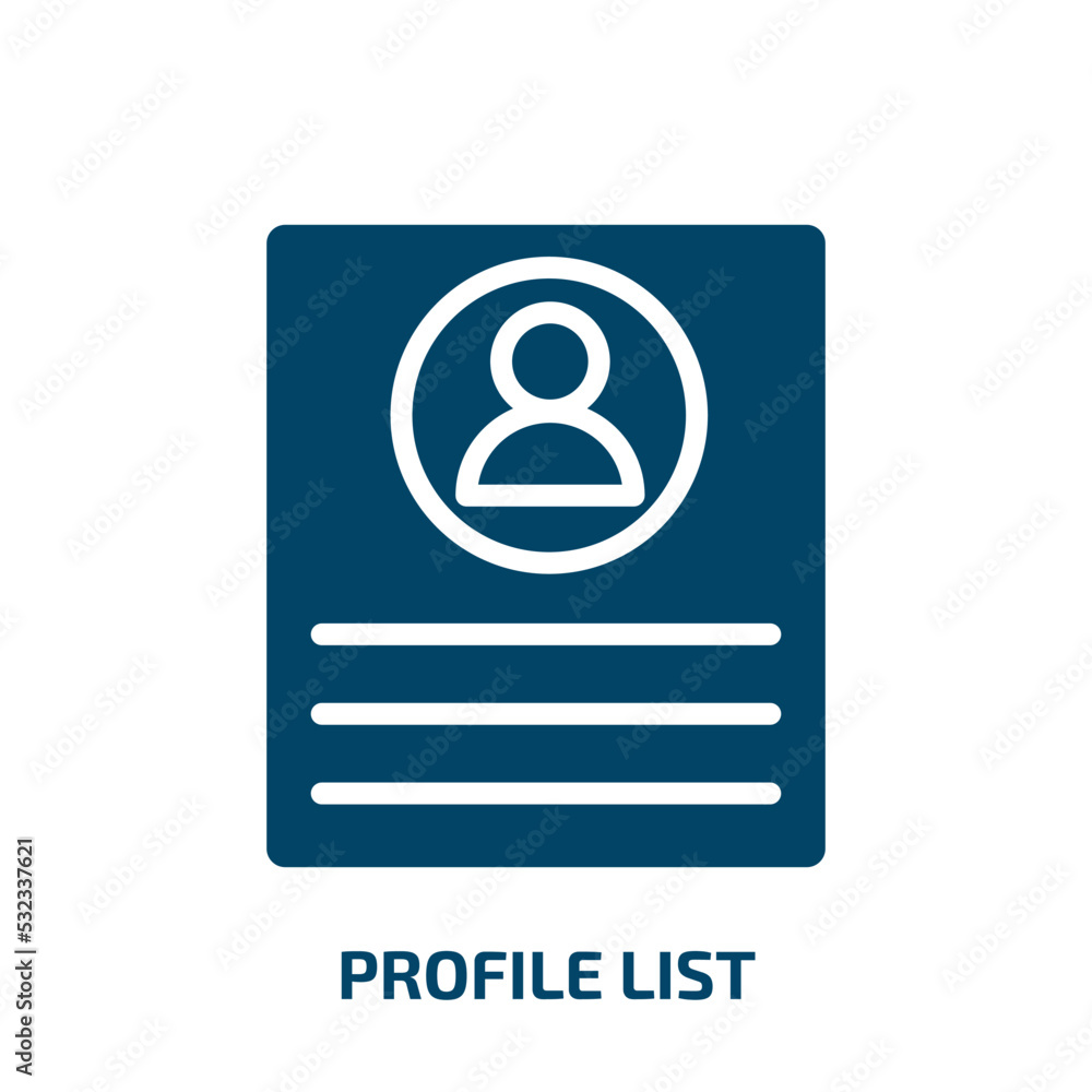 Poster profile list icon from general collection. filled profile list, profile, business glyph icons isolat