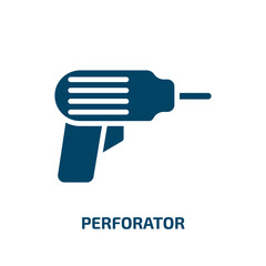 perforator icon from general collection. Filled perforator, industry, instrument glyph icons isolated on white background. Black vector perforator sign, symbol for web design and mobile apps
