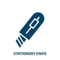 stationery knife icon from general collection. Filled stationery knife, repair, cut glyph icons isolated on white background. Black vector stationery knife sign, symbol for web design and mobile apps