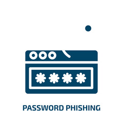 password phishing icon from general collection. Filled password phishing, password, phishing glyph icons isolated on white background. Black vector password phishing sign, symbol for web design and