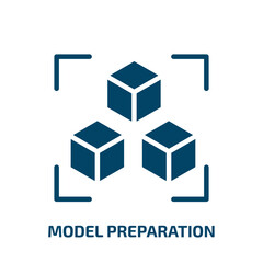 model preparation icon from general collection. Filled model preparation, model, printer glyph icons isolated on white background. Black vector model preparation sign, symbol for web design and mobile