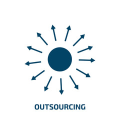 outsourcing icon from general collection. Filled outsourcing, outsource, business glyph icons isolated on white background. Black vector outsourcing sign, symbol for web design and mobile apps