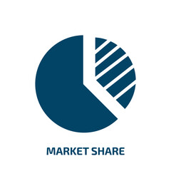 market share icon from general collection. Filled market share, money, internet glyph icons isolated on white background. Black vector market share sign, symbol for web design and mobile apps