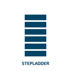 stepladder icon from general collection. Filled stepladder, building, construction glyph icons isolated on white background. Black vector stepladder sign, symbol for web design and mobile apps
