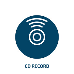 cd record icon from general collection. Filled cd record, music, record glyph icons isolated on white background. Black vector cd record sign, symbol for web design and mobile apps
