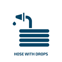 hose with drops icon from general collection. Filled hose with drops, water, drop glyph icons isolated on white background. Black vector hose with drops sign, symbol for web design and mobile apps