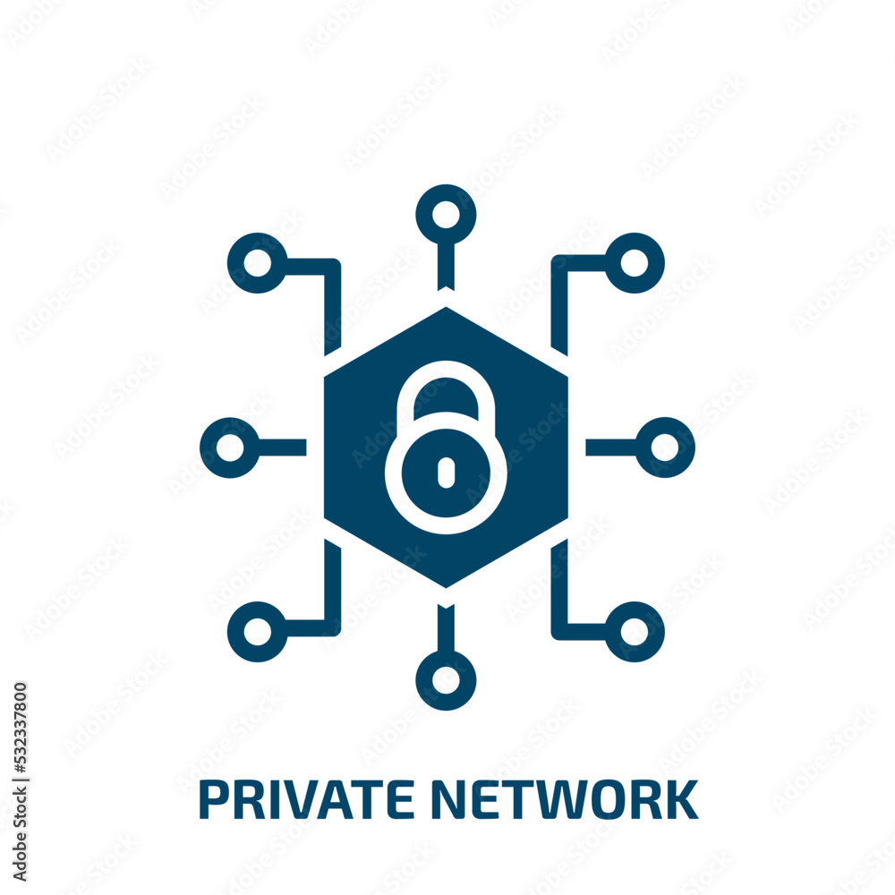 Poster private network icon from internet security collection. filled private network, private, data glyph 