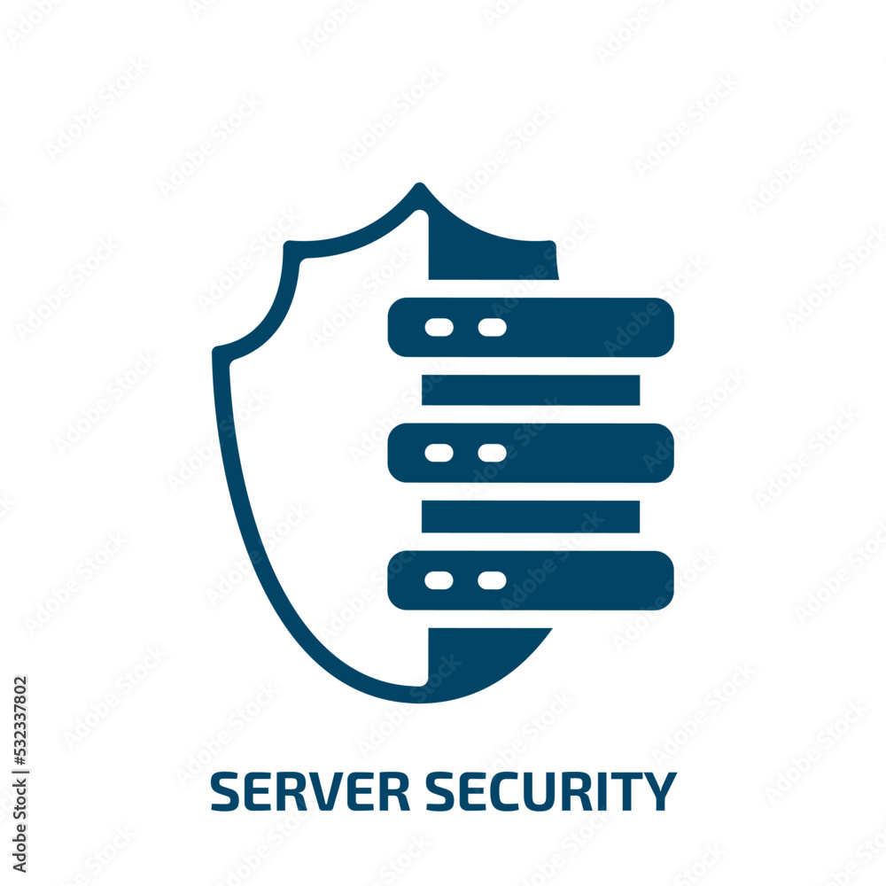 Poster server security icon from internet security collection. filled server security, server, network glyp