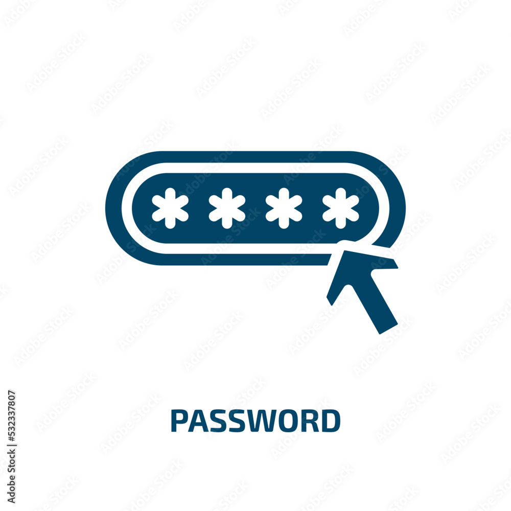 Aufkleber password icon from internet security collection. filled password, internet, simple glyph icons isola