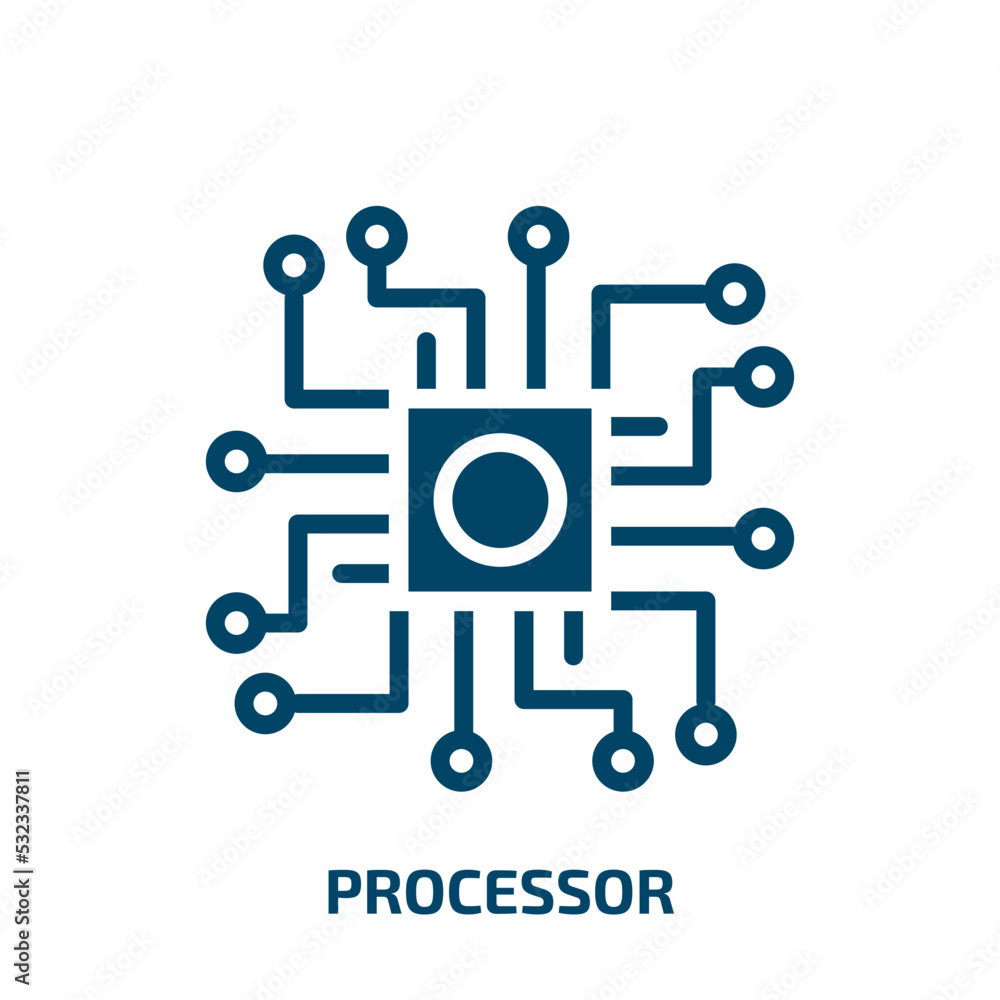 Poster processor icon from internet security collection. filled processor, network, technology glyph icons 