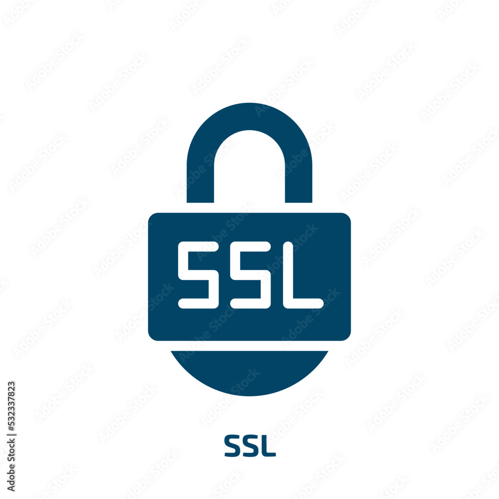 Poster ssl icon from internet security collection. filled ssl, protection, secure glyph icons isolated on w
