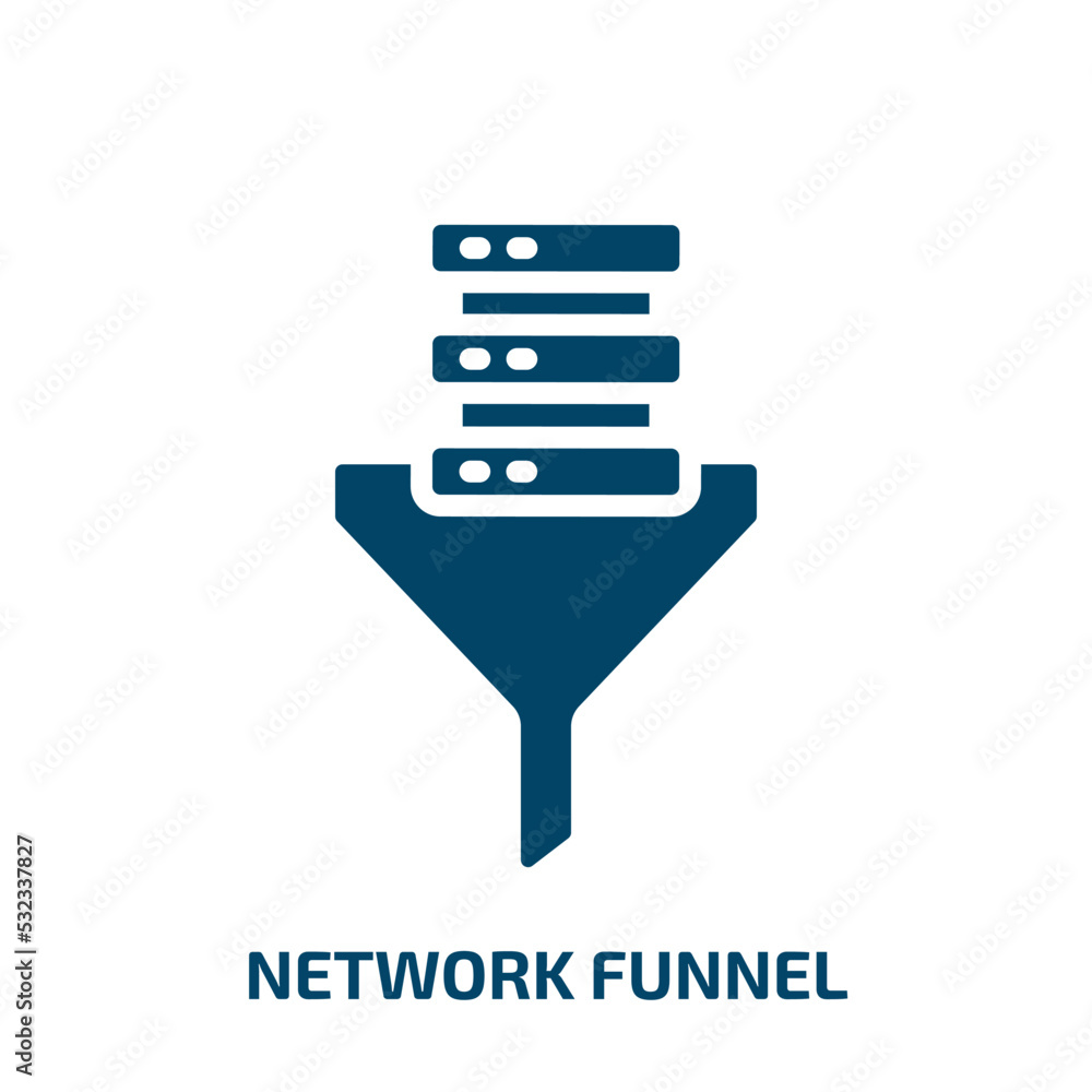 Poster network funnel icon from internet security collection. filled network funnel, funnel, network glyph 