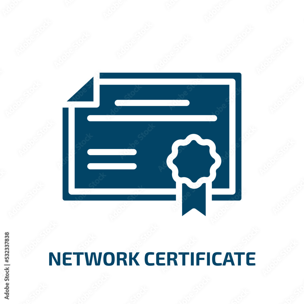 Poster network certificate icon from internet security collection. filled network certificate, certificate,