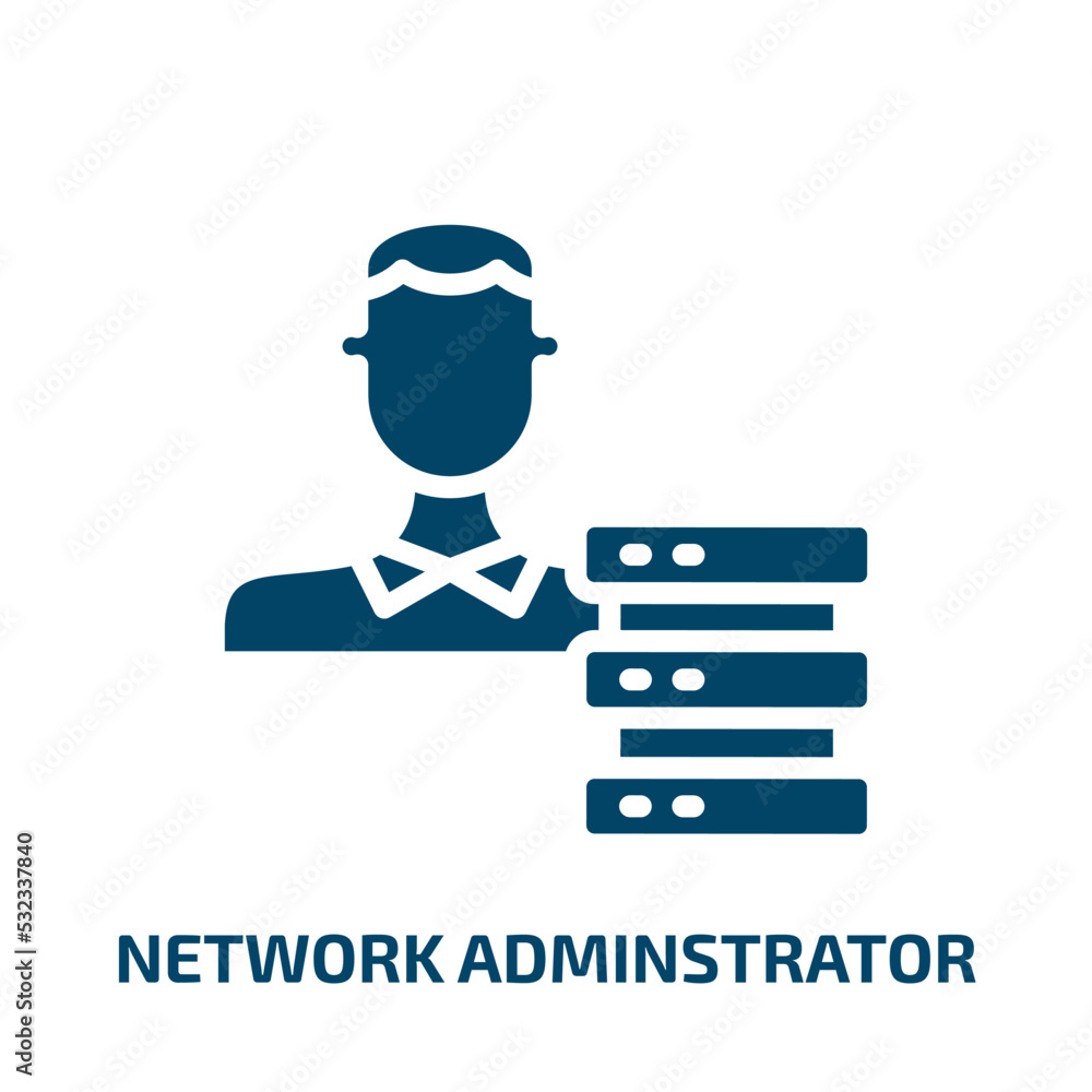 Poster network adminstrator icon from internet security collection. filled network adminstrator, internet, 