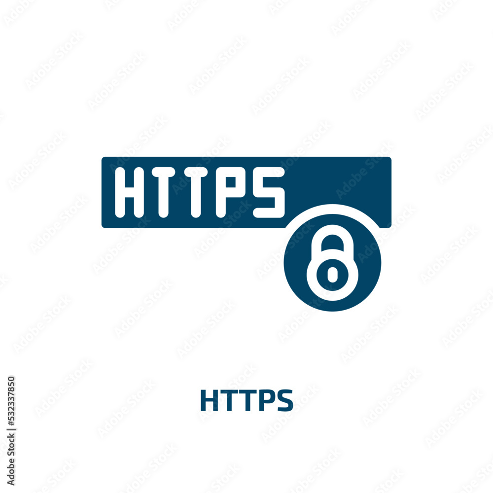 Poster https icon from internet security collection. filled https, data, secure glyph icons isolated on whi