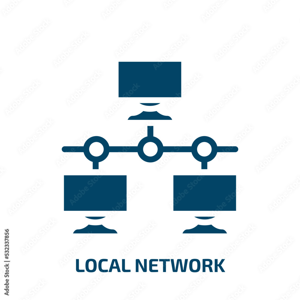 Poster local network icon from internet security collection. filled local network, network, computer glyph 