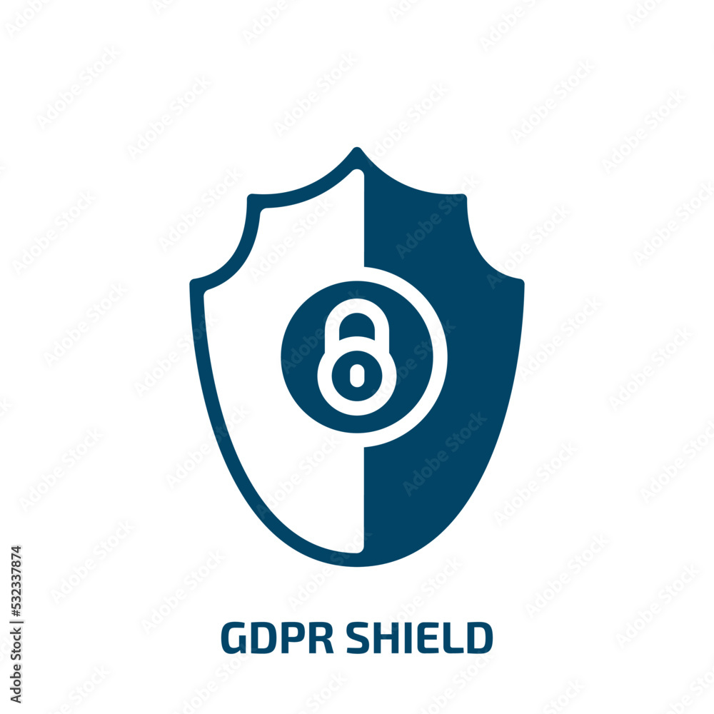 Poster gdpr shield icon from internet security collection. filled gdpr shield, data, secure glyph icons iso