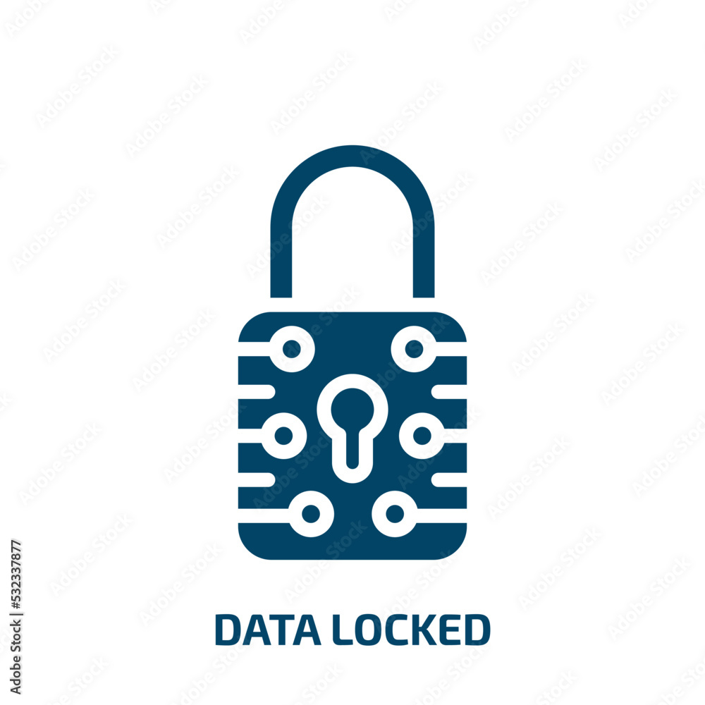 Aufkleber data locked icon from internet security collection. filled data locked , data, lock glyph icons isol