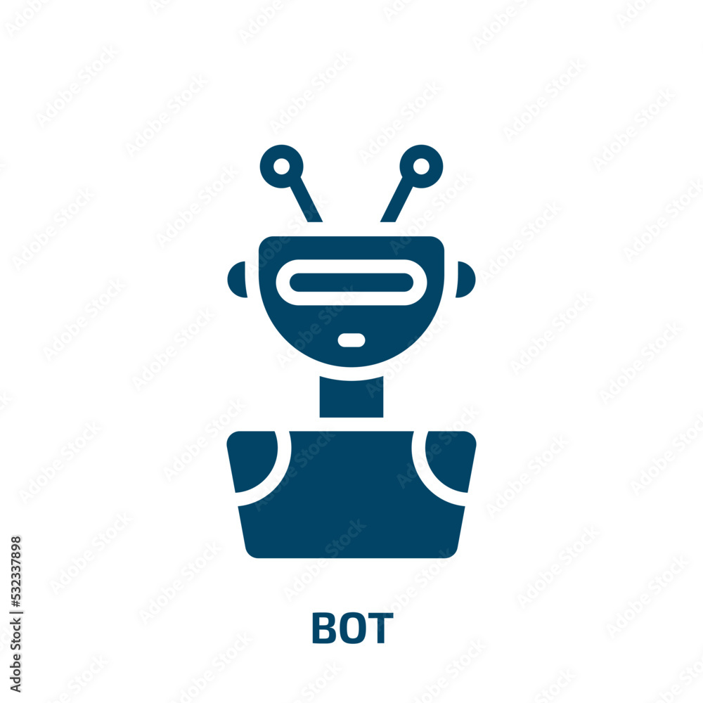 Poster bot icon from internet security collection. filled bot, robot, technology glyph icons isolated on wh