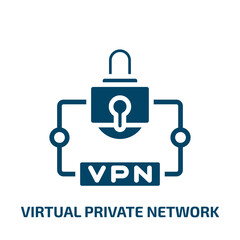 virtual private network icon from internet security collection. Filled virtual private network, server, private glyph icons isolated on white background. Black vector virtual private network sign,