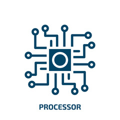 processor icon from internet security collection. Filled processor, network, technology glyph icons isolated on white background. Black vector processor sign, symbol for web design and mobile apps