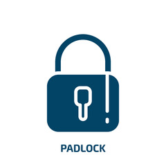 padlock icon from internet security collection. Filled padlock, security, lock glyph icons isolated on white background. Black vector padlock sign, symbol for web design and mobile apps