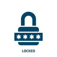 locked icon from internet security collection. Filled locked, lock, safety glyph icons isolated on white background. Black vector locked sign, symbol for web design and mobile apps