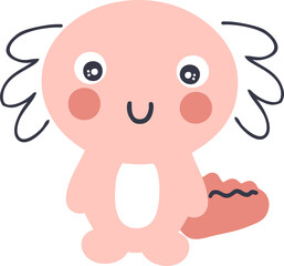 Hand drawn axolotl baby salamander illustration.
