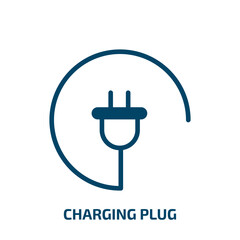 charging plug icon from music and media collection. Filled charging plug, plug, charge glyph icons isolated on white background. Black vector charging plug sign, symbol for web design and mobile apps