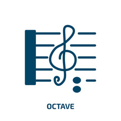 octave icon from music and media collection. Filled octave, play, sound glyph icons isolated on white background. Black vector octave sign, symbol for web design and mobile apps