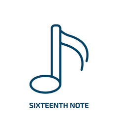 sixteenth note icon from music and media collection. Filled sixteenth note, note, sixteenth glyph icons isolated on white background. Black vector sixteenth note sign, symbol for web design and mobile