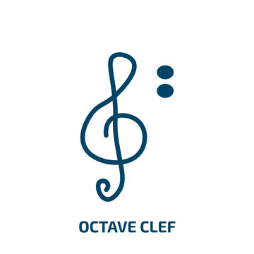 octave clef icon from music and media collection. Filled octave clef, play, sound glyph icons isolated on white background. Black vector octave clef sign, symbol for web design and mobile apps