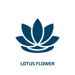lotus flower icon from nature collection. Filled lotus flower, lotus, flower glyph icons isolated on white background. Black vector lotus flower sign, symbol for web design and mobile apps